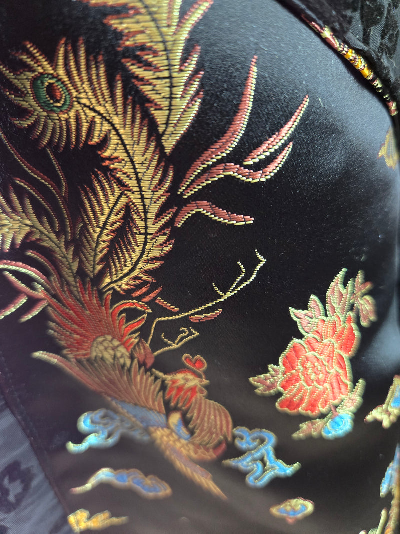 Asian Dragons on Black Brocade