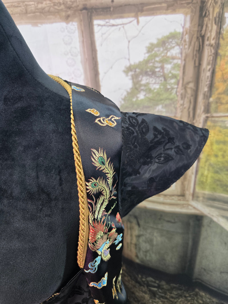 Asian Dragons on Black Brocade